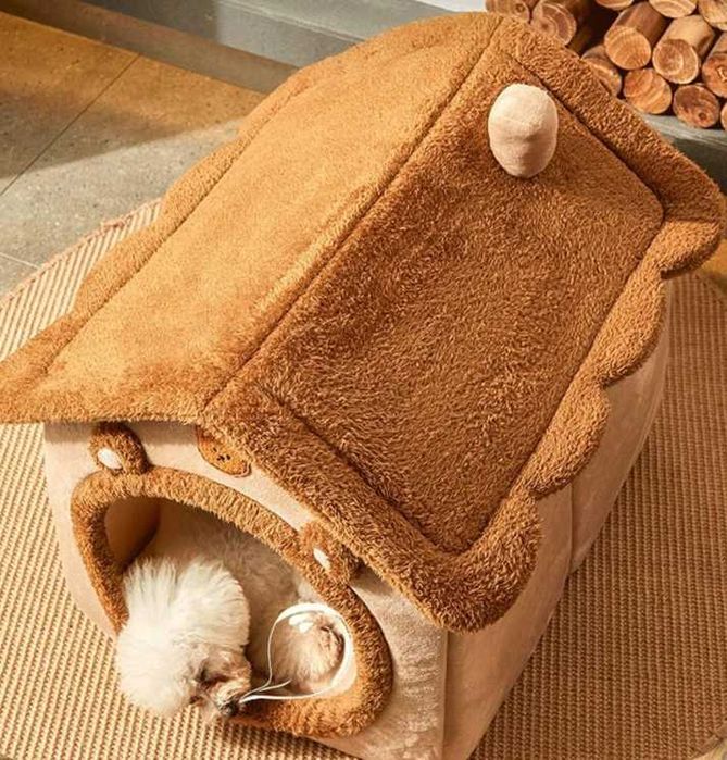 Pluszowe Legowisko BUDA Dla Psa Kota Domek Poducha Kojec Posłanie