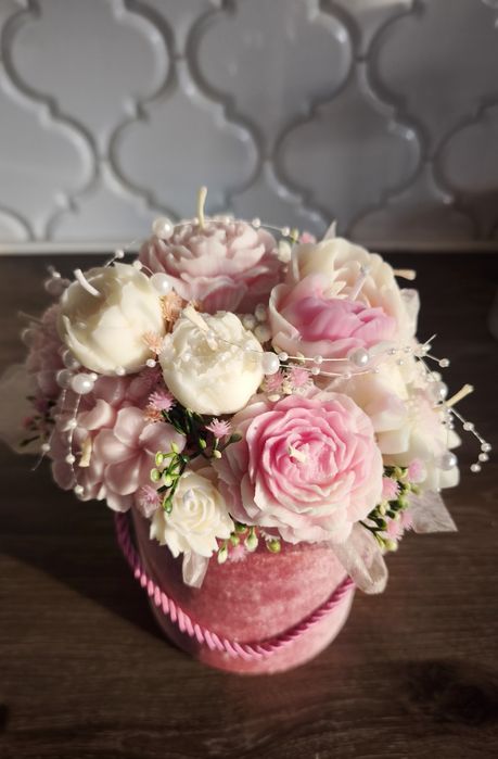 Flower Box ze świec świece sojowe,piękny prezent