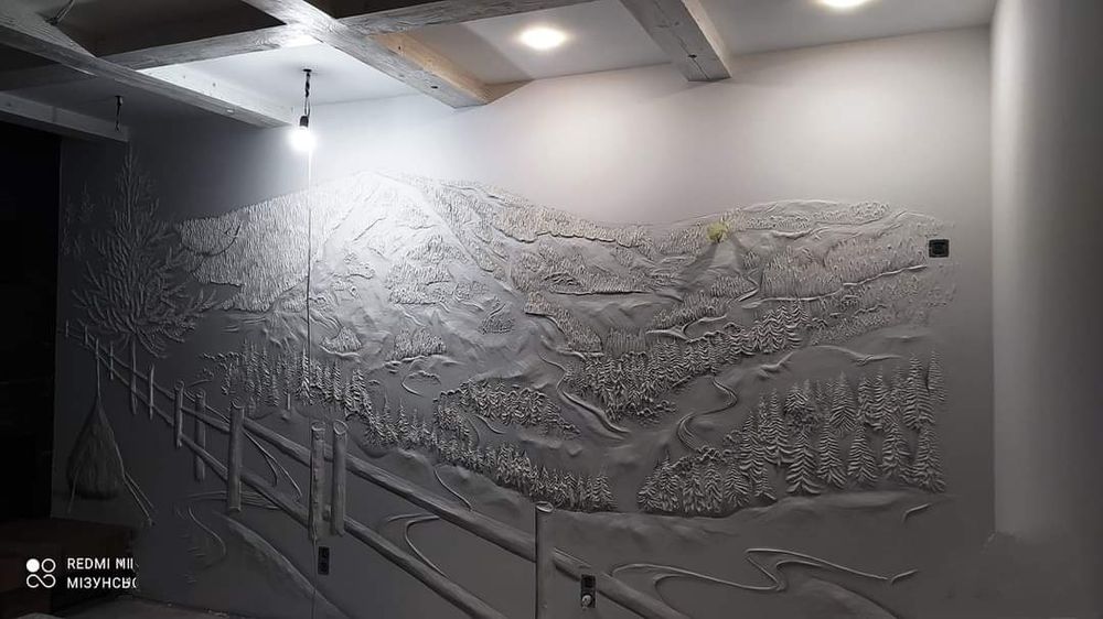 Художник розпис стін барельєф  розпис вітрин вікон ліпка ліпнина декор