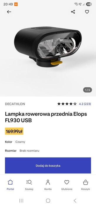 Komplet lamp do roweru Decathlon