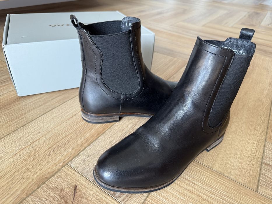Wojas czarne botki damskie buty wsuwane obuwie rozmiar 36