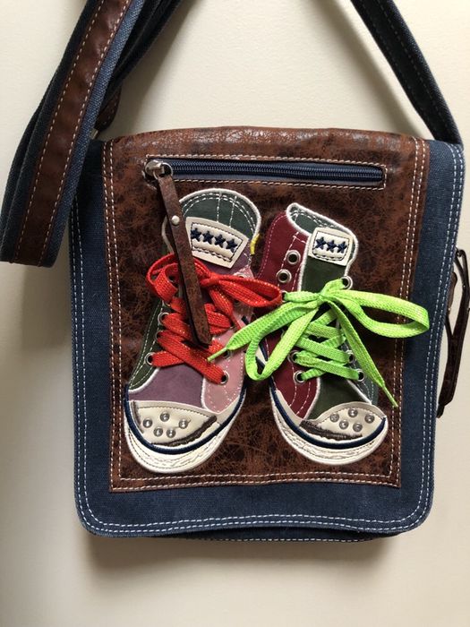 Torebka dżinsowo-skórzana