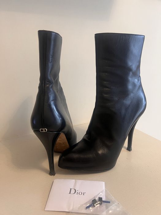 Christian Dior oryg kozaczki skórzane botki czarne na szpilce r.37,5 cm
