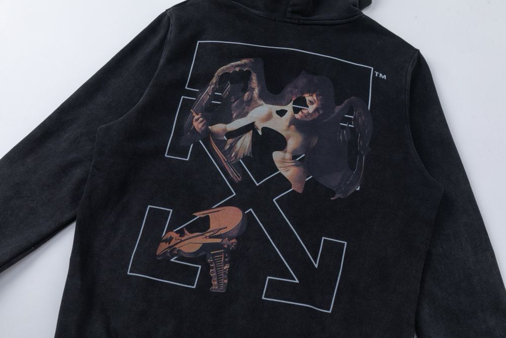 Off-white худи мужское оверсайз унисекс черное вареное