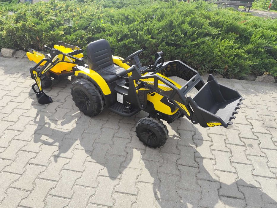 Wielki Traktor T720 Koparka 24V z Przyczepka | 2x200W | Pilot | EVA | Dla dzieci 2-6 lat