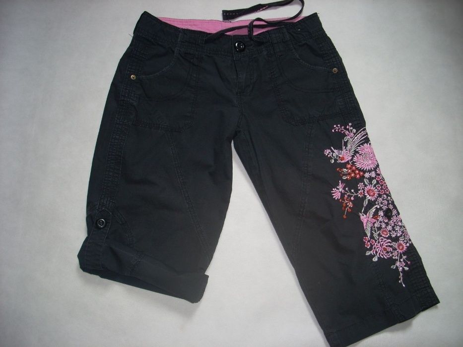 DENIM CO Spodnie 3/4 Bojówki Haftowane 38 M