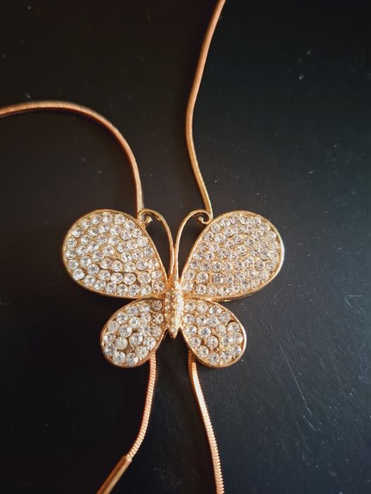 Naszyjnik wisior w kształcie motyla, vintage, cyrkonie