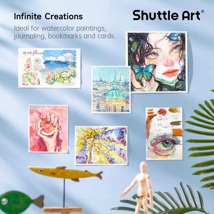 Farby akwarelowe Shuttle Art 48 kolorów z 10 pędzlami, do szkoły, domu