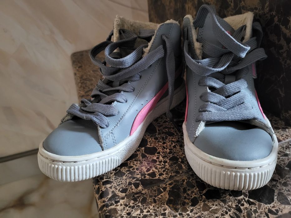 Дитячі шкіряні Puma кросівки ботінки утеплені