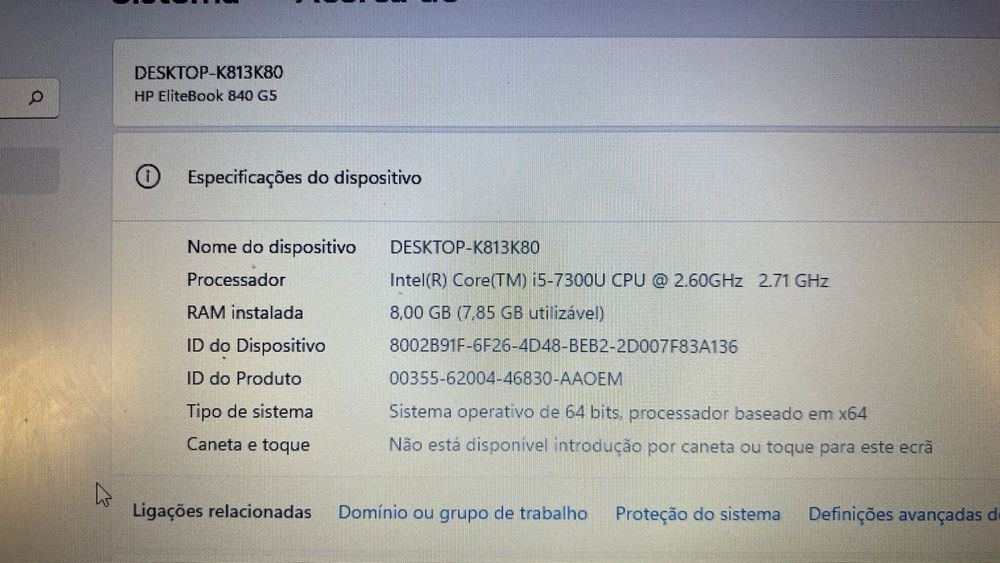 Portátil HP Elitebook 840 G5 I5-7300U - Motherboard OK