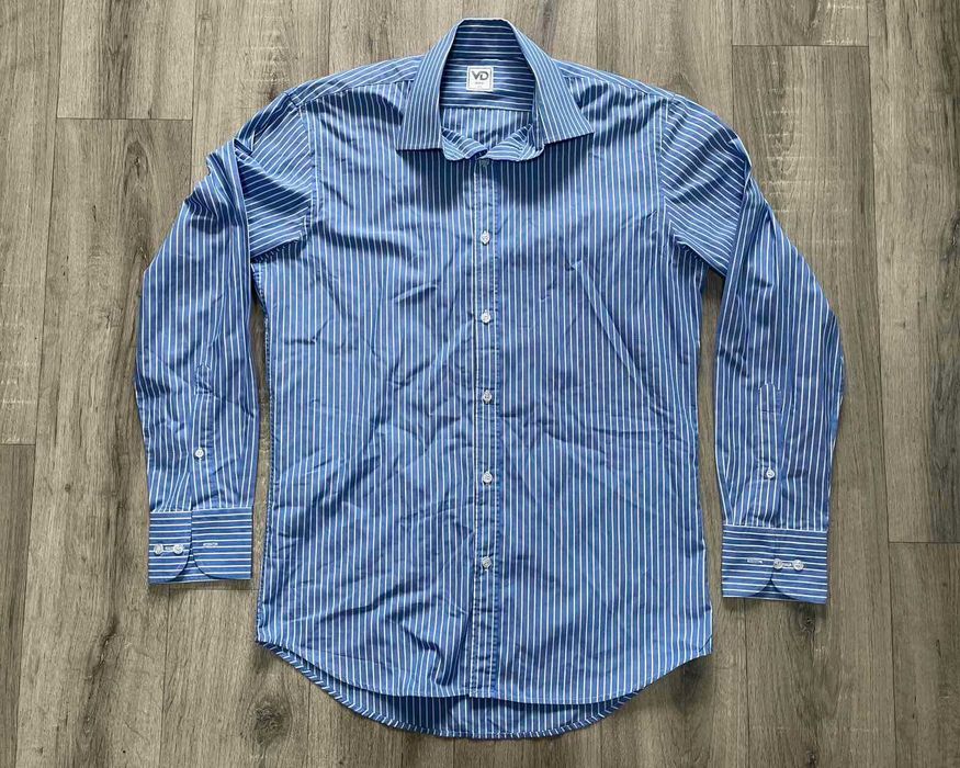 Рубашка Голубая с белой полосой длинный рукав VD One р.40