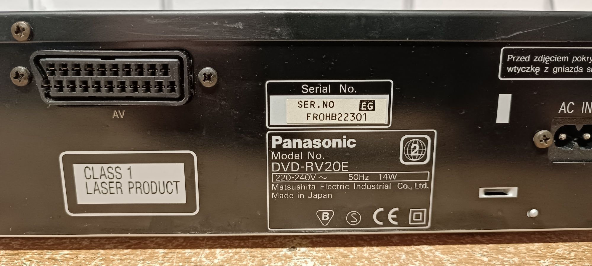 Odtwarzacz cd/dvd PANASONIC dvd-rv20. Japan Chojnów • OLX.pl