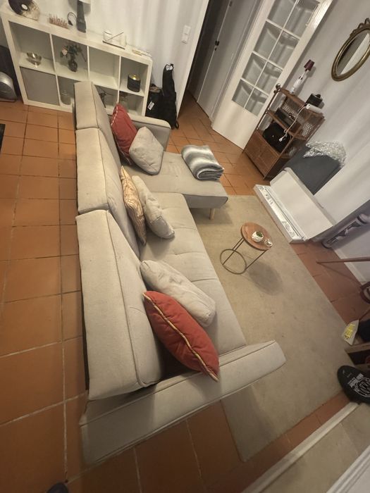 Sofá-cama Chaise Longue de 4 Lugares em Tecido Cupal