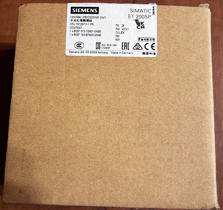 Siemens ET200SP F-CPU 1512SP F-1 PN | 6ES7 512-1SK01-0AB0 | Safety PLC