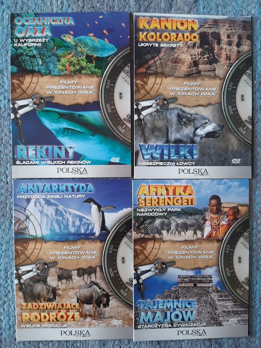 8 filmów z kina IMAX m.in. Serengeti, Miasta Inków, Antarktyda, Wilki