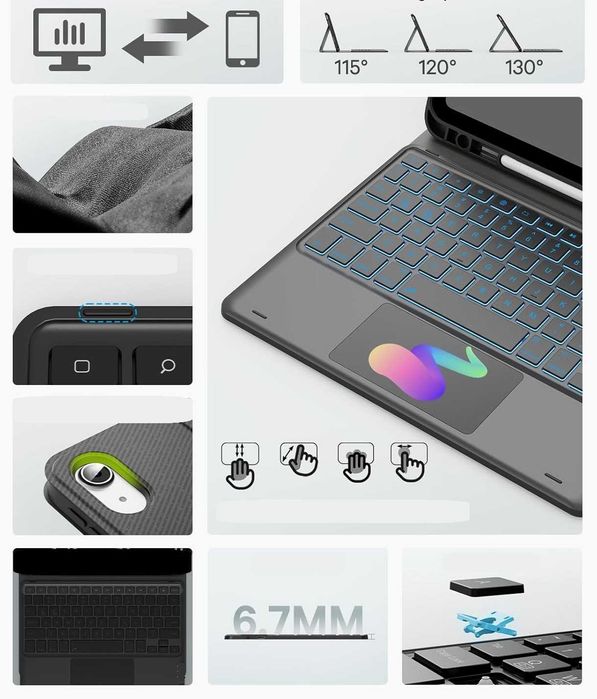 Etui CHESONA Samsung Galaxy Tab A9+ odłączana klawiatura bluetooth