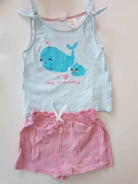 Uroczy letni komplet 92 HM H&M koszulka spodenki na lato