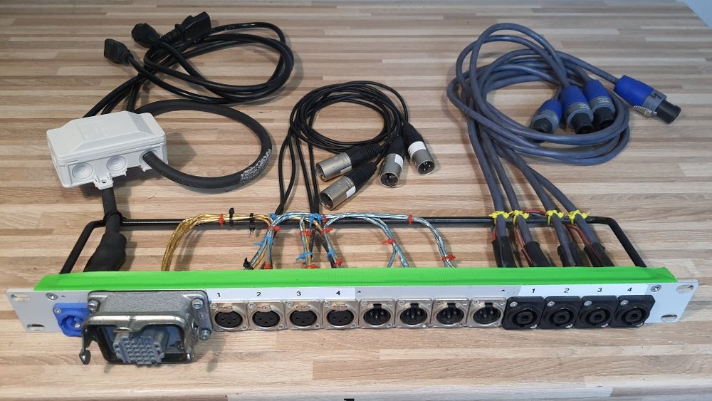 Panel rack amprack 1u speakon xlr neutrik powercon dystrybutor zasilan
