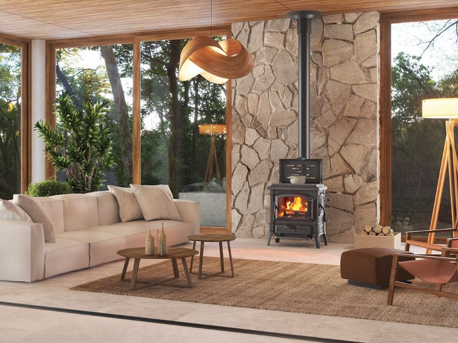 ISETTA CON CERCHI EVO 4.0 - Piec żeliwny z płytą do gotowania