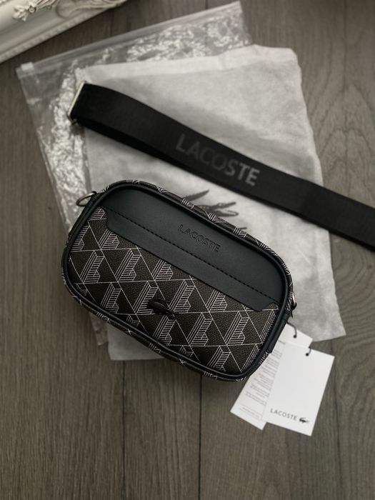 Сумка Lacoste Monogram / сумка чоловіча чорна / сумка Лакосте