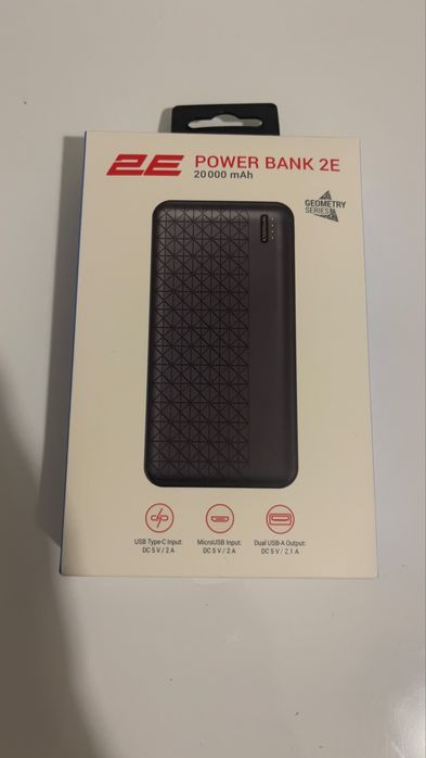 Power Bank 2E Geometry 20000мА·год, 18Вт, чорний