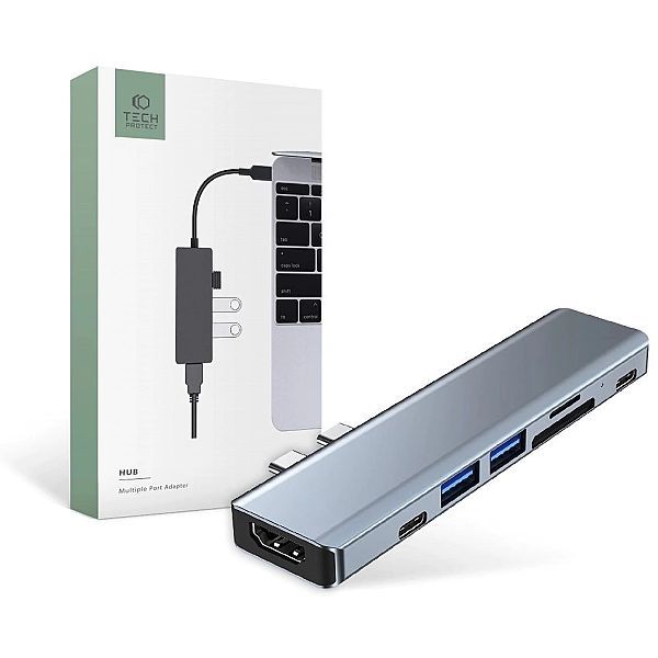 Tech-protect V5-hub Adapter 7in1 Grey
