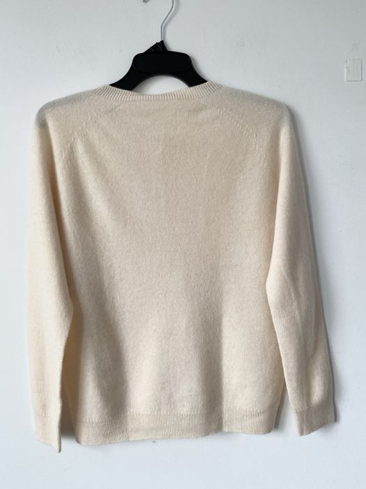 Nowy 100% wełna merino kardigan sweter kremowy basic merynos casual