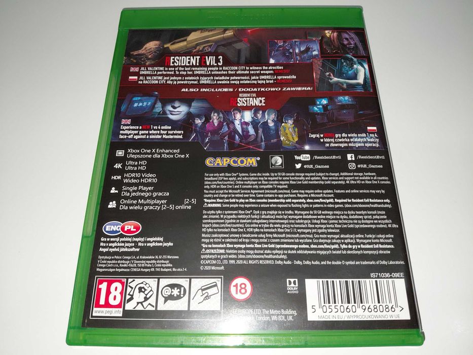 xbox one RESIDENT EVIL 3 REMAKE gra po polsku, akcja i groza v2 okł PL