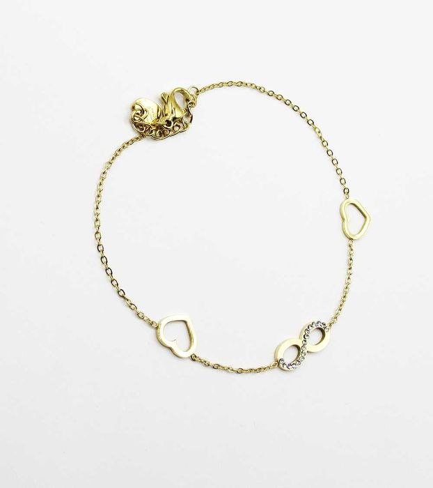 Damska bransoletka stal chirurgiczna złota nieskończoność serce B952