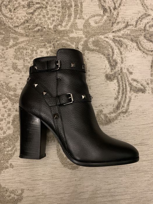 Bruno Premi skórzane botki na obcasie włoskie z ćwiekami ćwieki skóra