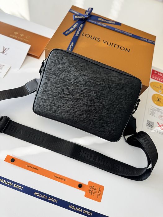 Сумка Louis Vuitton Fastline, чоловіча чорна шкіряна сумка, месенджер через плече, фастлайн луі вітон