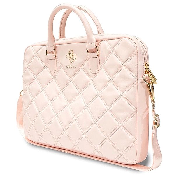 Torba Guess Quilted 4G na laptopa 16" - różowa