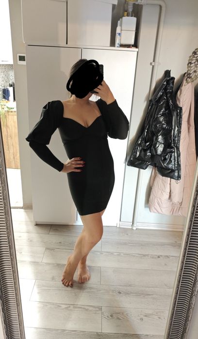 Czarna sukienka missguided 8 ołówkowa mini mała czarna obcisła