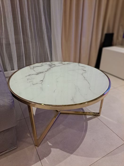 Szklany Stolik kawowy, marmur