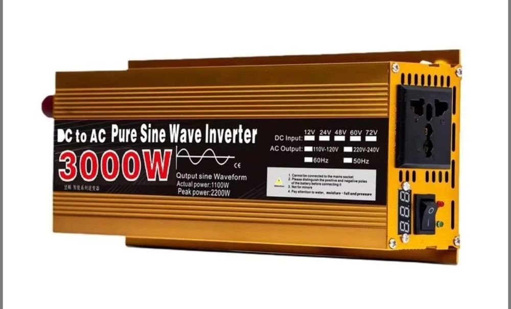 Новий Інвертор 3000w перетворювач напруги з 12v - 220v Чистий синус.