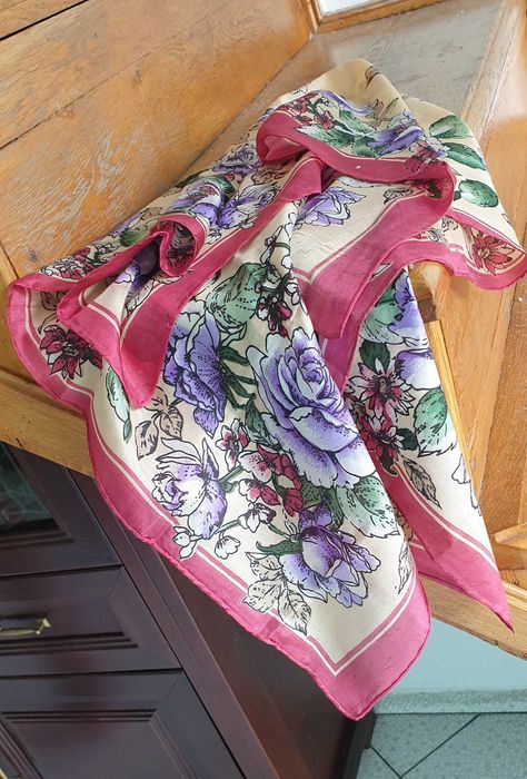 Apaszka jedwab naturalny 100% NIEBIESKIE RÓŻE