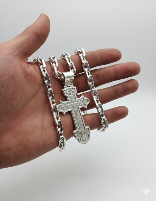 Срібний набір 120г ланцюжок хрестик цепочка серебряная крестик серебро