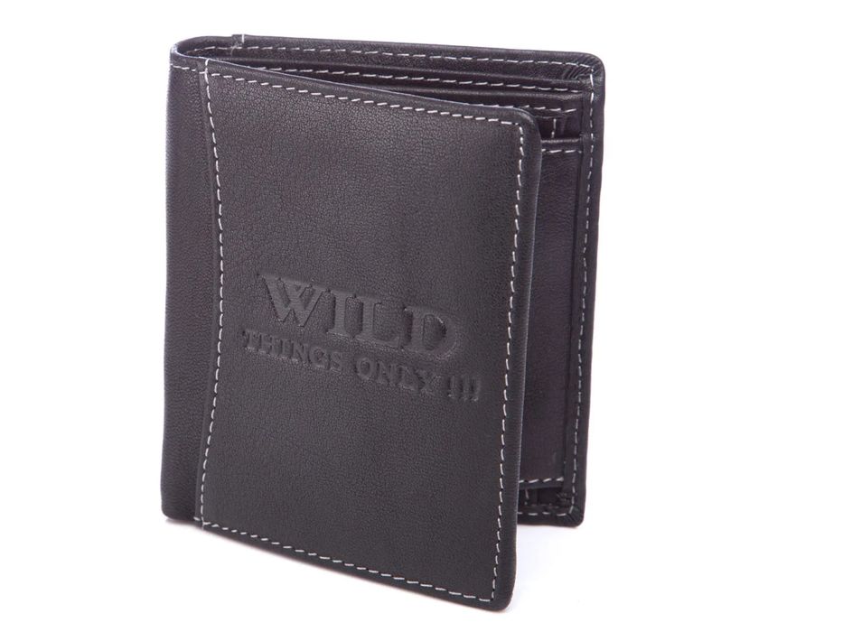 portfel męski skórzany  pionowy nieduży czarny