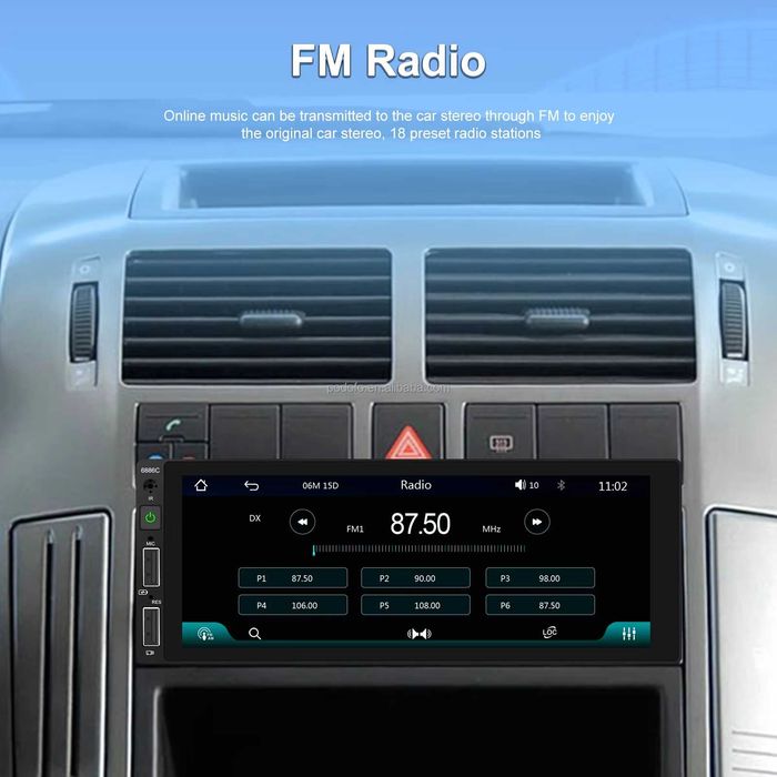 Rádio 1-Din 6.86" c/ Carplay/Android Auto, Bluetooth e GPS NOVO