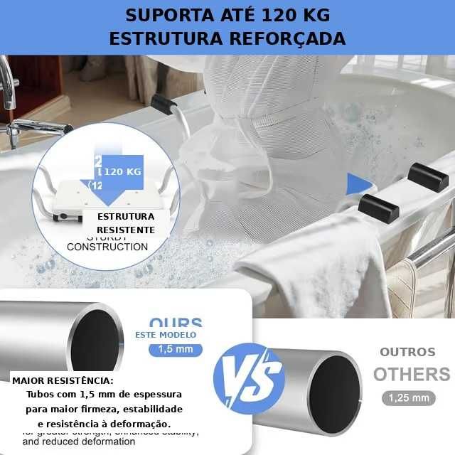 Banco de banho ideal para idosos, pessoas com mobilidade reduzida