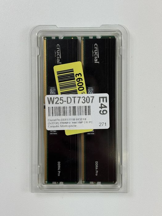Оперативна пам'ять Crucial Pro DDR4 DIMM 2x32GB 3200MHz CL22 XMP