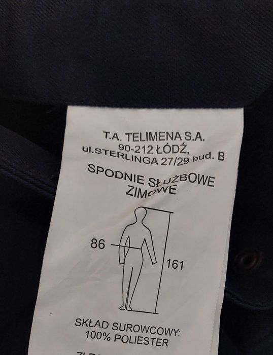 Spodnie zimowe Policja, spodnie służbowe zimowe, nowe