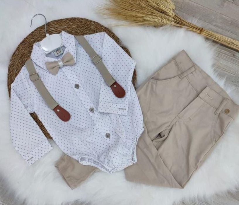 nowy elegancki komplet zestaw dla chłopca ubranko do chrztu 80 na ślub