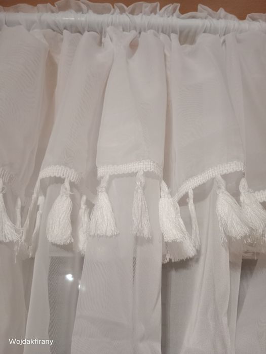 Firanka z zazdrostką woalowe Boho frędzle