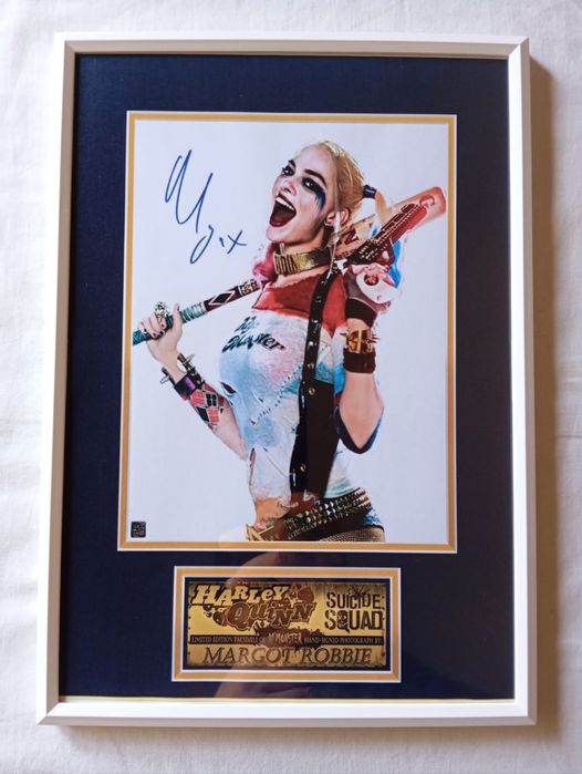 Moldura Filme Suicide Squad Harley Quinn com Autógrafo (A4)