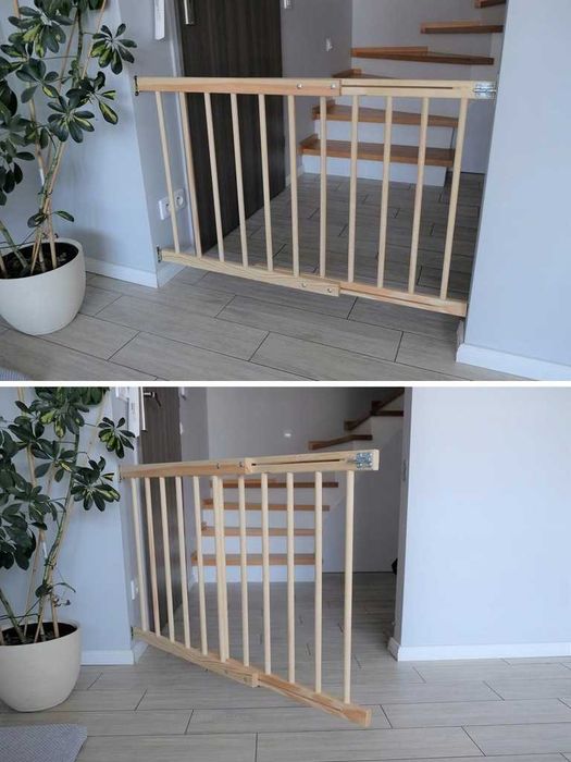 Drewniana Barierka Bramka Ochronna z Zestawem Montażowym REGULOWANA !