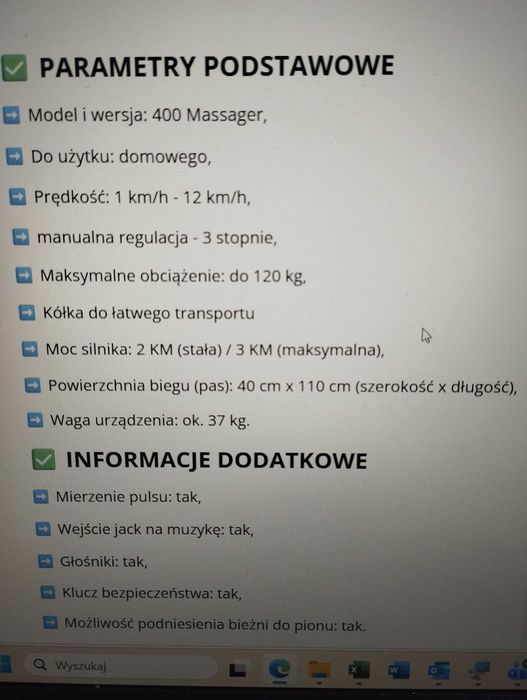 Bieżnia elektryczna domowa