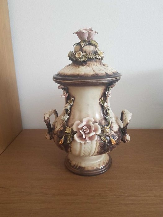 Antique Floral Porcelain Vase by Capodimonte – Made in Italy