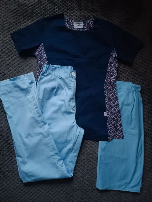 Zestaw ubrań komplet medyczny bluza spodnie spódnica 3 części granatow