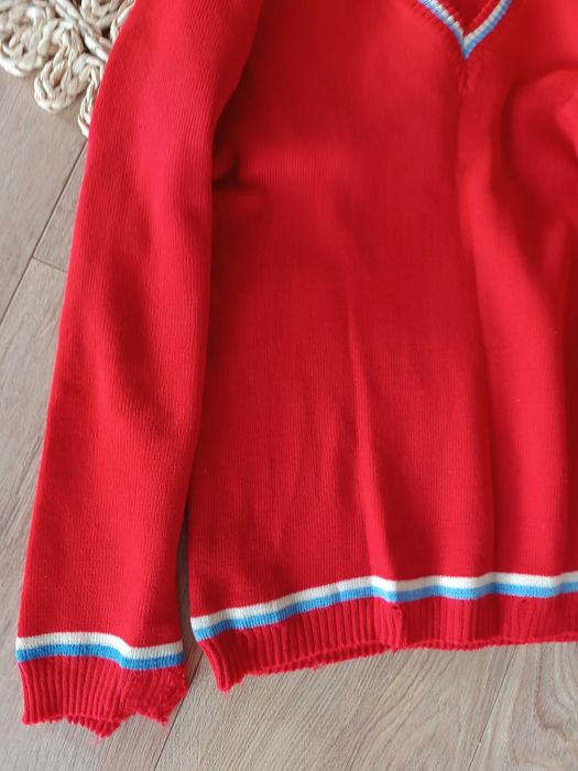 stary retro vintage czerwony męski chłopięcy sweterek 36S 38M old